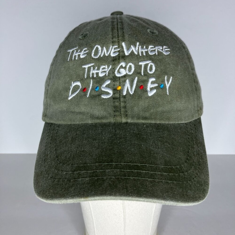 Friends Font The One Where They Go To Disney Adjustable Strapback Hat Cap Green